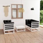 5 Piece Garden Lounge Set with Cushions Solid Pinewood