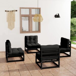 4 Piece Garden Lounge Set with Cushions Solid Pinewood