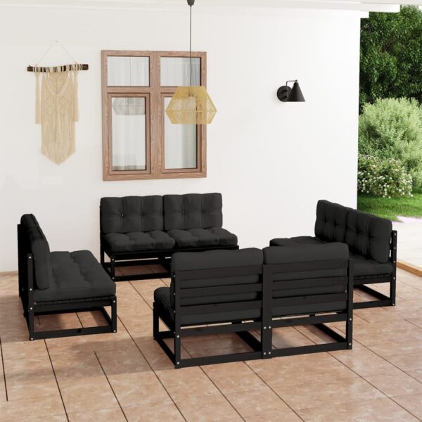 8 Piece Garden Lounge Set with Cushions Solid Pinewood