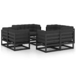 9 Piece Garden Lounge Set with Cushions Solid Pinewood