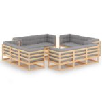 13 Piece Garden Lounge Set with Cushions Solid Pinewood