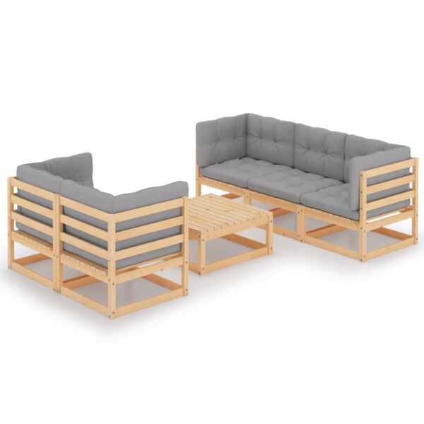 6 Piece Garden Lounge Set with Cushions Solid Pinewood