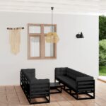 9 Piece Garden Lounge Set with Cushions Solid Pinewood