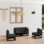 4 Piece Garden Lounge Set with Cushions Solid Pinewood