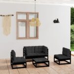 5 Piece Garden Lounge Set with Cushions Solid Pinewood