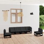 6 Piece Garden Lounge Set with Cushions Solid Pinewood