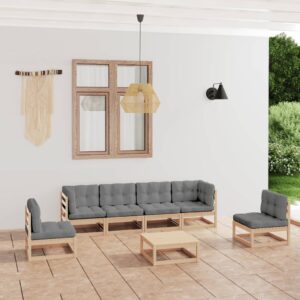 7 Piece Garden Lounge Set with Cushions Solid Pinewood