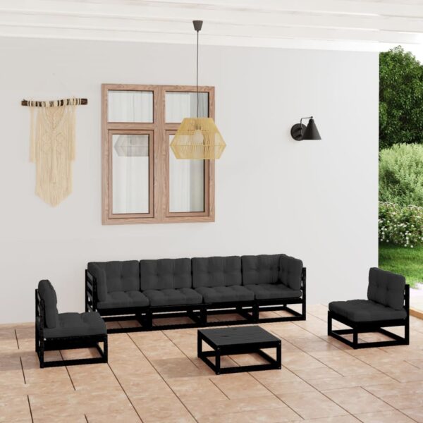 7 Piece Garden Lounge Set with Cushions Solid Pinewood