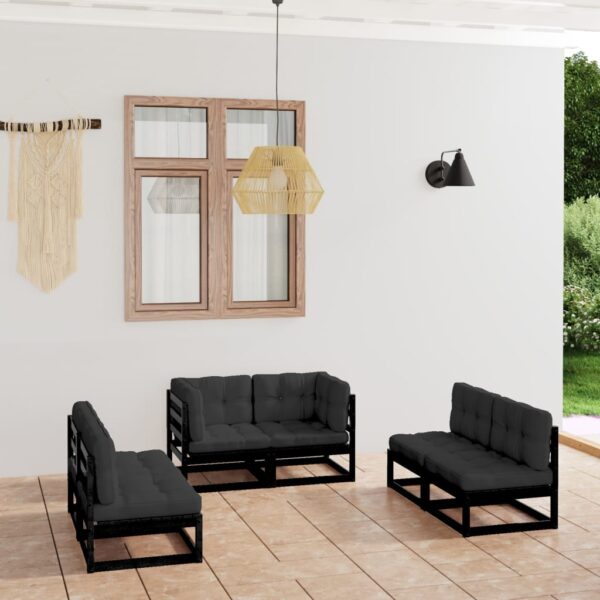 6 Piece Garden Lounge Set with Cushions Solid Pinewood