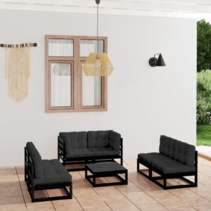 7 Piece Garden Lounge Set with Cushions Solid Pinewood