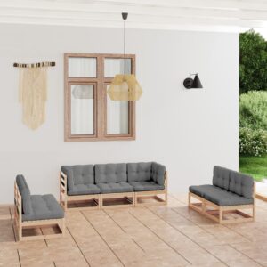 7 Piece Garden Lounge Set with Cushions Solid Pinewood