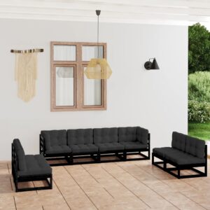 8 Piece Garden Lounge Set with Cushions Solid Pinewood