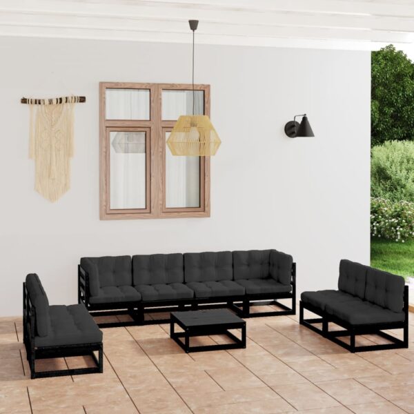 9 Piece Garden Lounge Set with Cushions Solid Pinewood