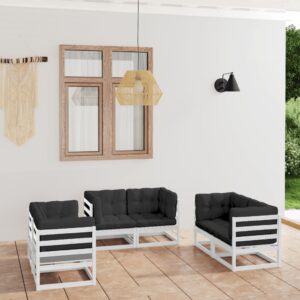 6 Piece Garden Lounge Set with Cushions Solid Pinewood