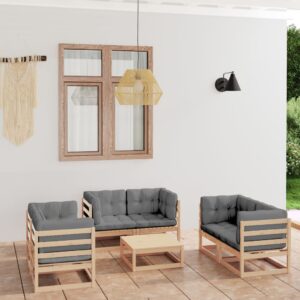 7 Piece Garden Lounge Set with Cushions Solid Pinewood