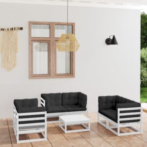 7 Piece Garden Lounge Set with Cushions Solid Pinewood