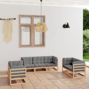 7 Piece Garden Lounge Set with Cushions Solid Pinewood