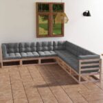 7 Piece Garden Lounge Set with Cushions Solid Pinewood