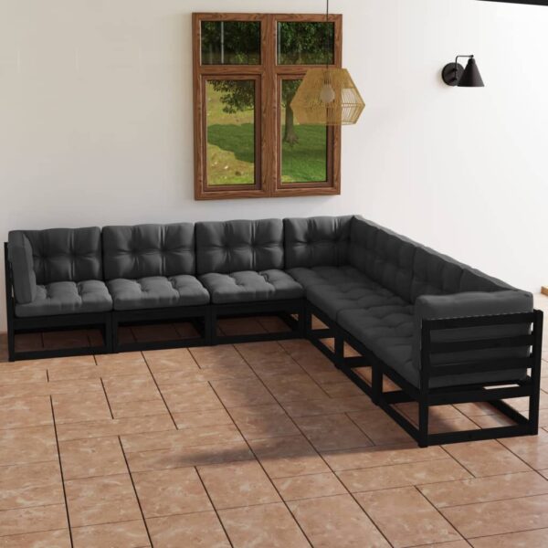 7 Piece Garden Lounge Set with Cushions Solid Pinewood