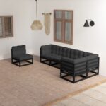 6 Piece Garden Lounge Set with Cushions Solid Pinewood