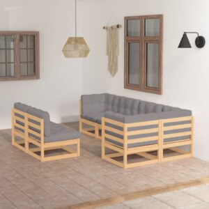 7 Piece Garden Lounge Set with Cushions Solid Pinewood