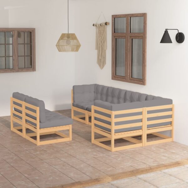 7 Piece Garden Lounge Set with Cushions Solid Pinewood