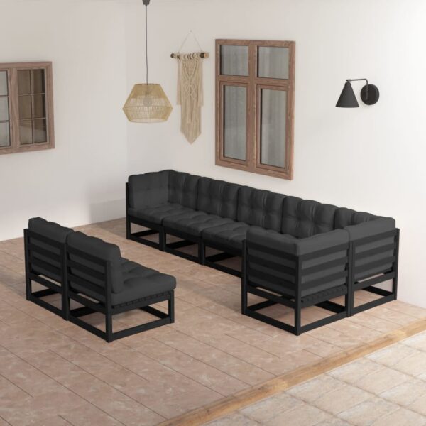 8 Piece Garden Lounge Set with Cushions Solid Pinewood