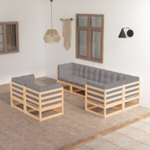 7 Piece Garden Lounge Set with Cushions Solid Pinewood