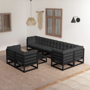 9 Piece Garden Lounge Set with Cushions Solid Pinewood