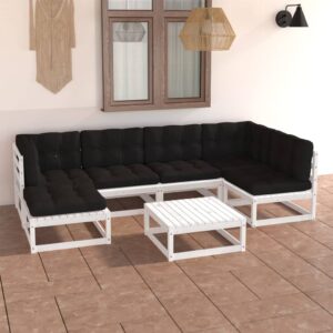 7 Piece Garden Lounge Set with Cushions Solid Pinewood