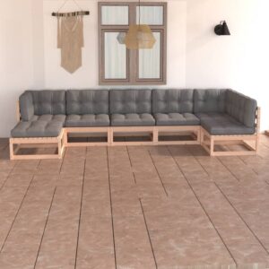 7 Piece Garden Lounge Set with Cushions Solid Pinewood