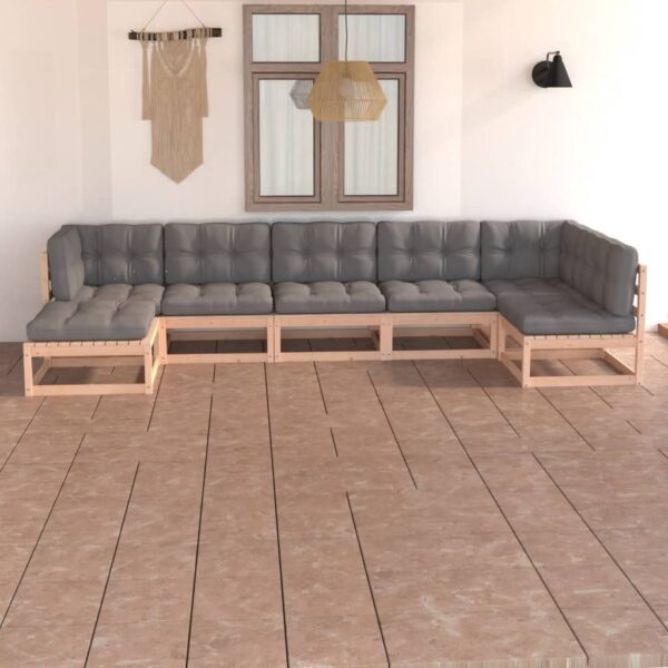 7 Piece Garden Lounge Set with Cushions Solid Pinewood