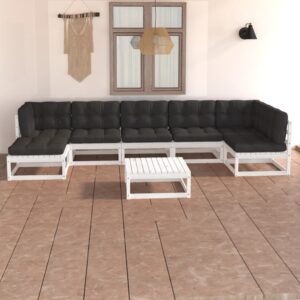 8 Piece Garden Lounge Set with Cushions Solid Pinewood