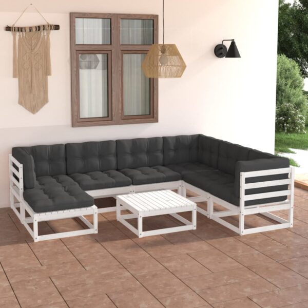 8 Piece Garden Lounge Set with Cushions Solid Pinewood