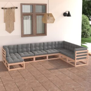 8 Piece Garden Lounge Set with Cushions Solid Pinewood