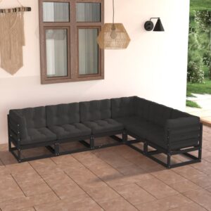 6 Piece Garden Lounge Set with Cushions Solid Pinewood