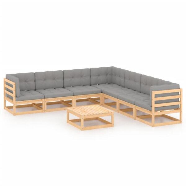 8 Piece Garden Lounge Set with Cushions Solid Pinewood