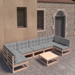 8 Piece Garden Lounge Set with Cushions Solid Pinewood