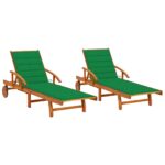 Sun Loungers 2 pcs with Cushions Solid Wood Acacia