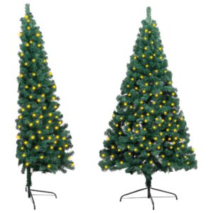 Artificial Half Pre-lit Christmas Tree with Stand Green 180 cm PVC