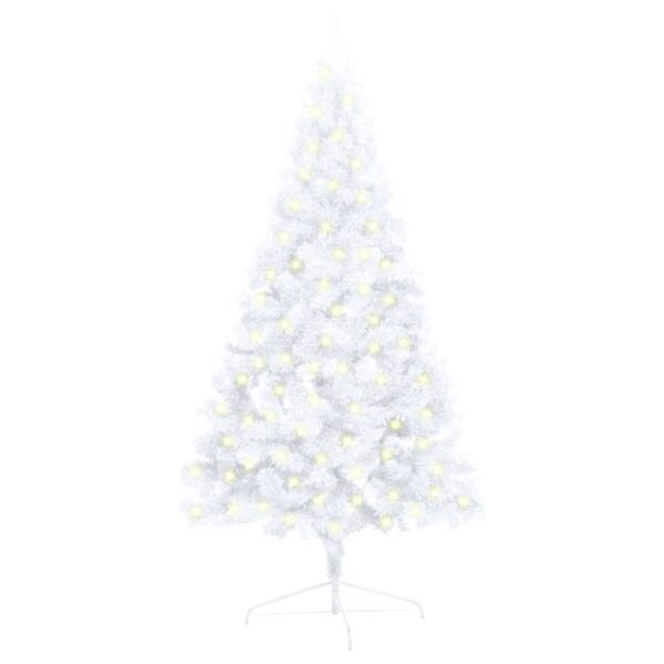 Artificial Half Pre-lit Christmas Tree with Stand White 120 cm PVC