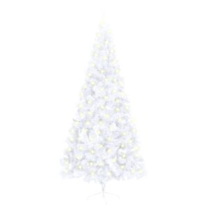 Artificial Half Pre-lit Christmas Tree with Stand White 210 cm PVC