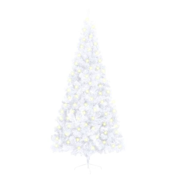 Artificial Half Pre-lit Christmas Tree with Stand White 210 cm PVC