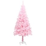 Artificial Pre-lit Christmas Tree with Stand Pink 240 cm PVC