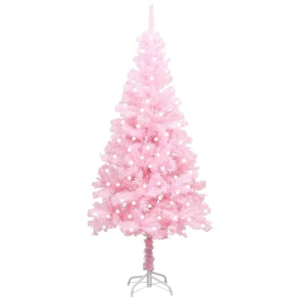 Artificial Pre-lit Christmas Tree with Stand Pink 240 cm PVC