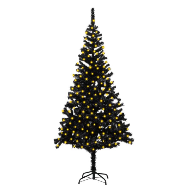 Artificial Pre-lit Christmas Tree with Stand Black 210 cm PVC