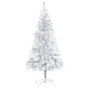 Artificial Pre-lit Christmas Tree with Stand Silver 120 cm PET