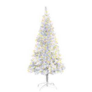 Artificial Pre-lit Christmas Tree with Stand Silver 150 cm PET