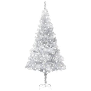 Artificial Pre-lit Christmas Tree with Stand Silver 240 cm PET