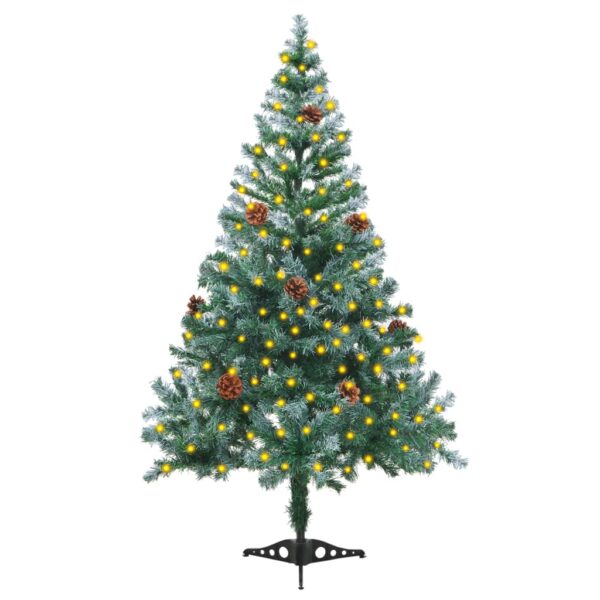 Frosted Pre-lit Christmas Tree with Pinecones 150 cm